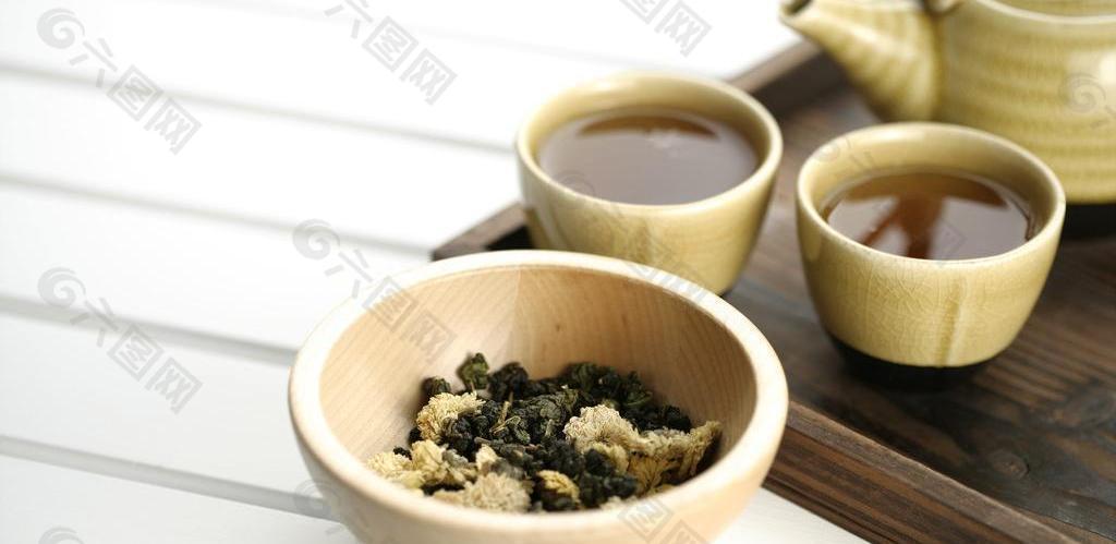菊花茶 茶叶情景图图片