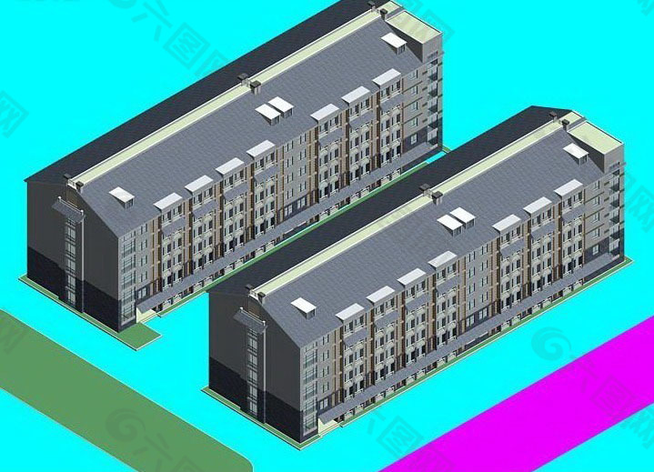 欧式学校多层教学楼3D模型设计