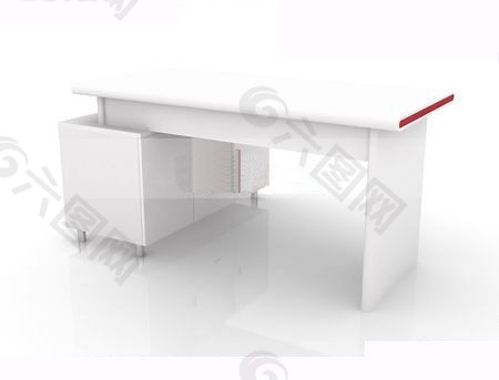 白色的时尚办公桌3D效果图