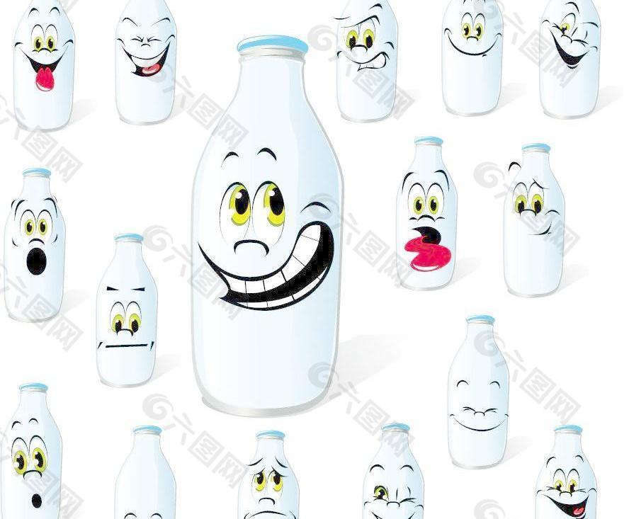可爱牛奶瓶表情图片