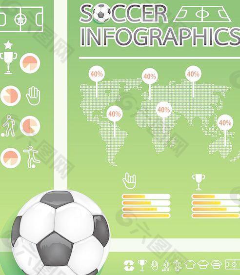 足球信息图表矢量图
