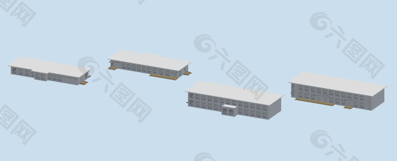 现代大型厂房建筑3d效果图