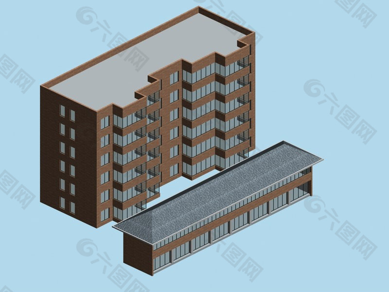 凸形简模建筑3D模型