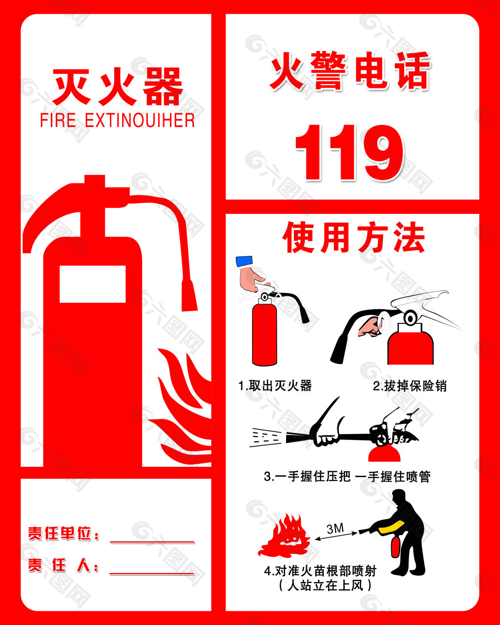 矢量扁平红色灭火器图片素材免费下载 - 觅知网