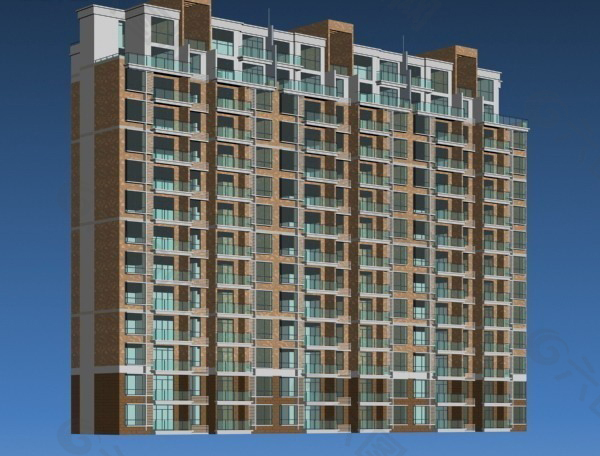 小高层板式三联排住宅楼模型