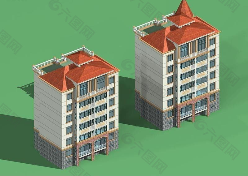 时尚现代风格住宅楼设计3D模型