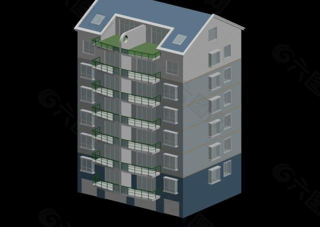 温馨典雅风格普通住宅楼3D模型素材
