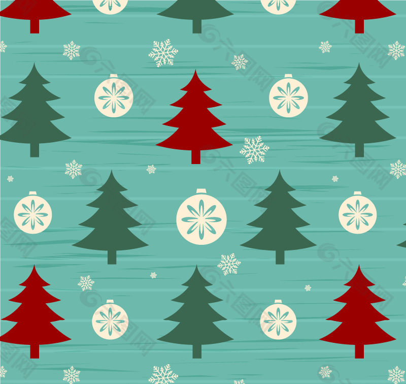 彩色圣诞树无缝背景矢量素材