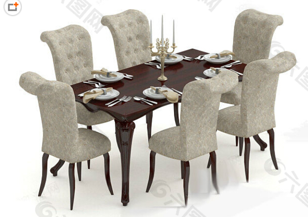 欧式西餐桌椅模型