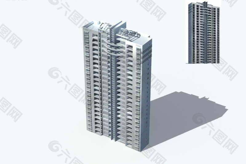 现代高级城市小区独栋住宅栋3D模型