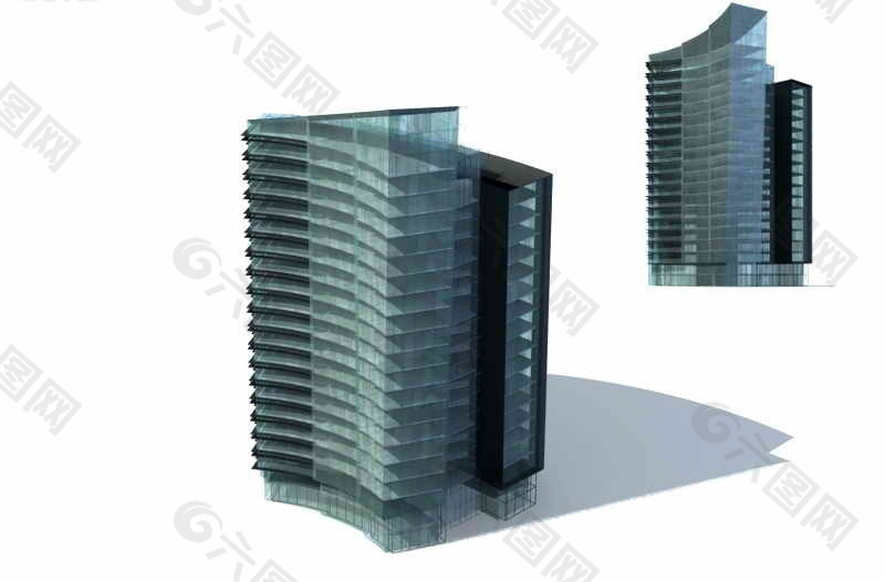 独栋高层现代商业大楼3D模型