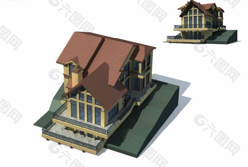 欧式别墅3D模型图
