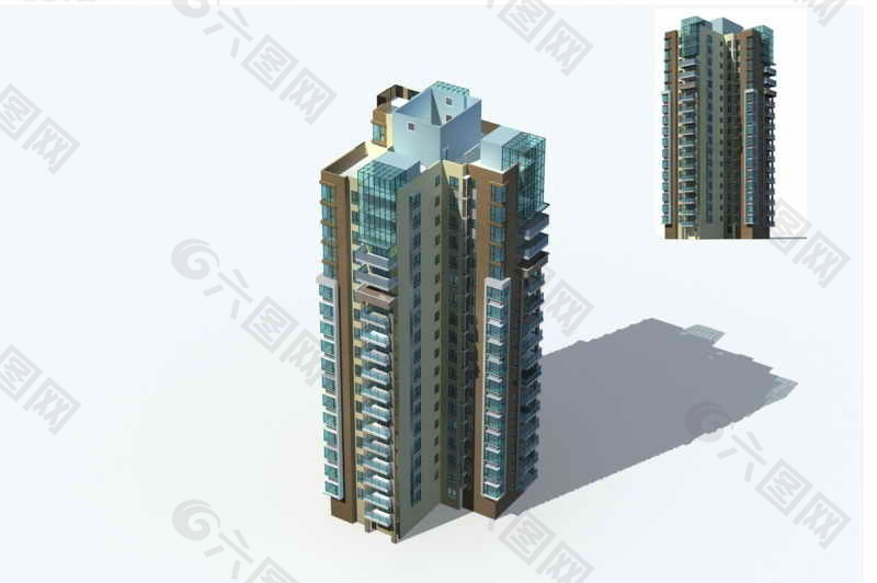 新风格高层住宅楼3D模型设计