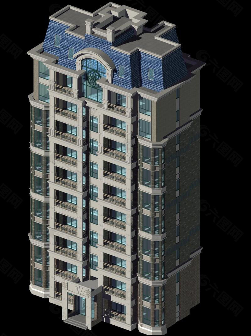 十层塔式住宅楼模型