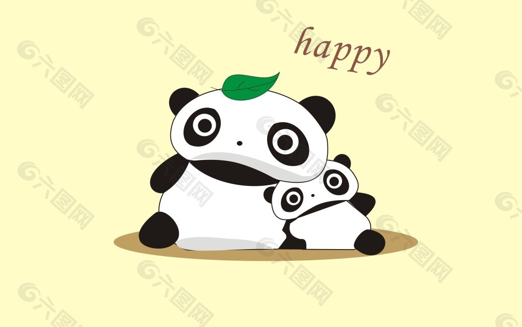 卡通动物亲子熊猫设计