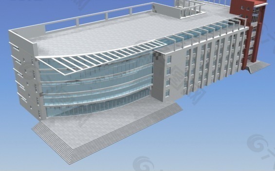 现代学校多层教学楼3D模型
