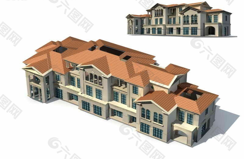 别墅建筑群3D效果图