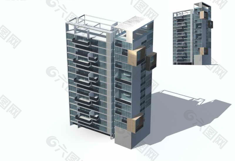 高层玻璃住宅楼3D模型设计