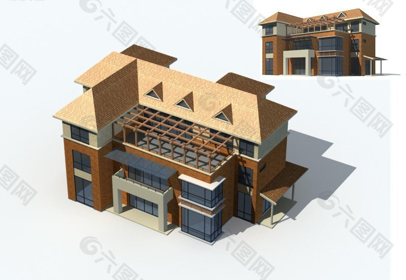 华丽复式别墅3D模型