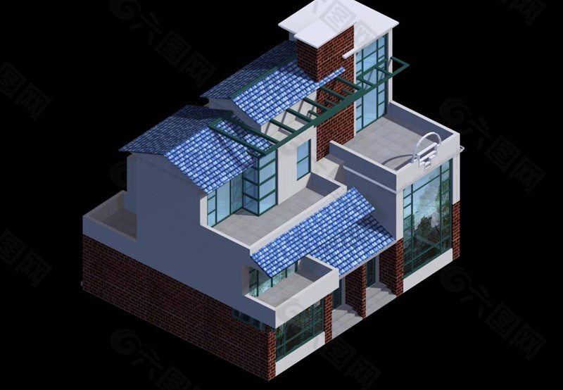 3D独栋多层别墅模型