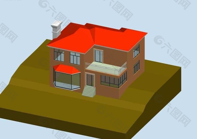 华丽独栋多层别墅3D模型