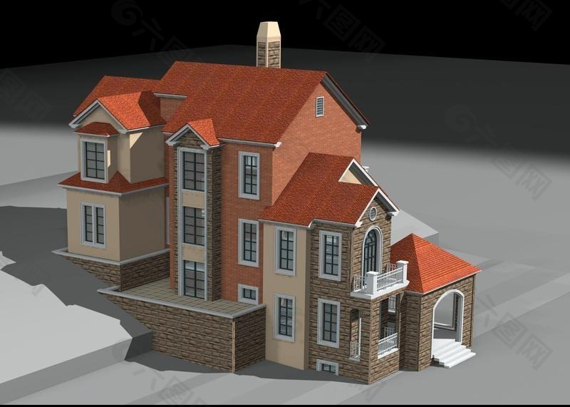 华丽欧式别墅3D模型