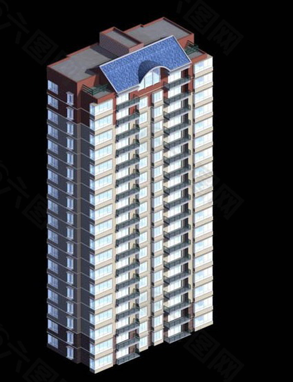 高层塔式住宅楼模型