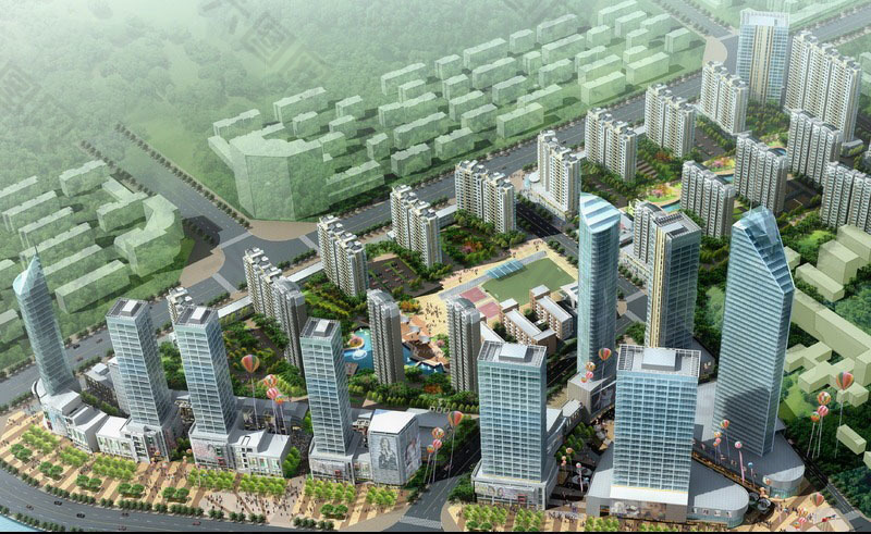 城市规划鸟瞰3D模型