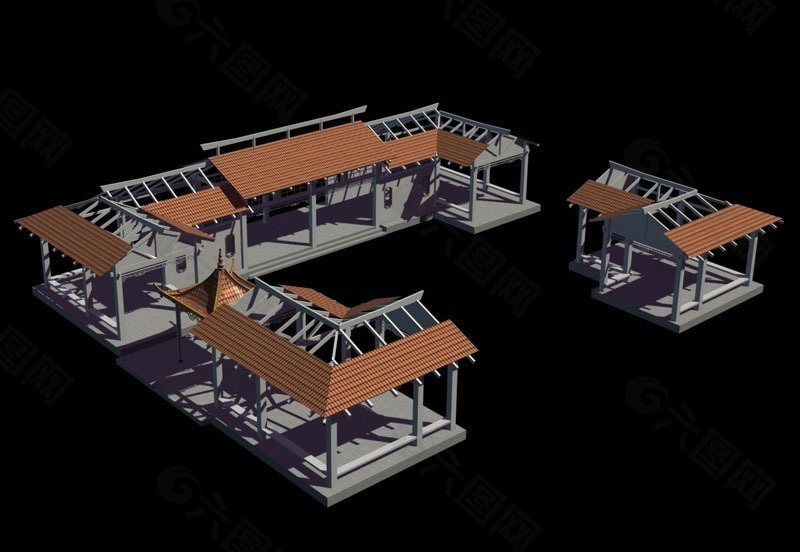 城市景观园林建筑亭子3D模型