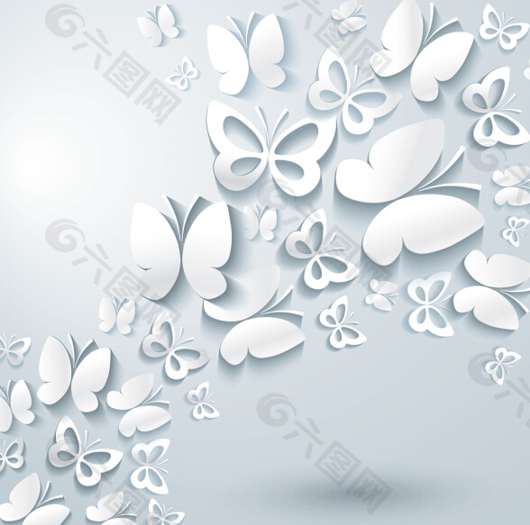 白色剪纸花卉