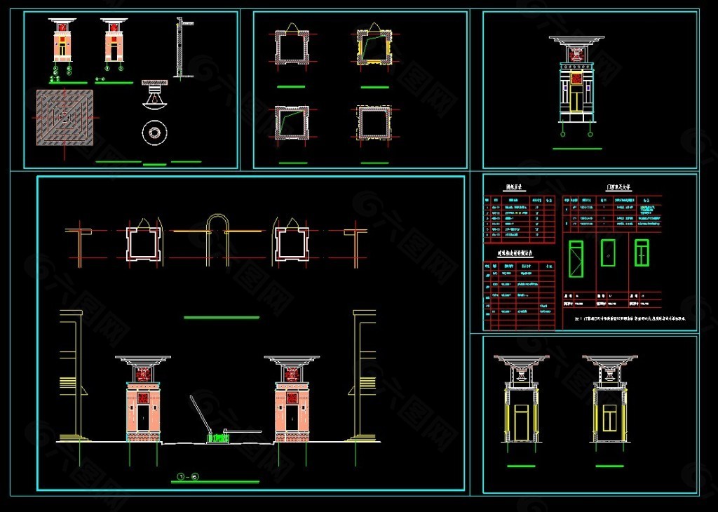 小区别致大门全套CAD图纸