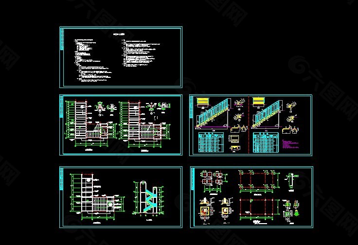 钢结构走廊楼梯cad施工设计图
