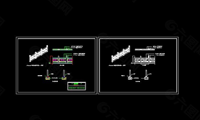 大桥护栏cad施工大样设计图纸