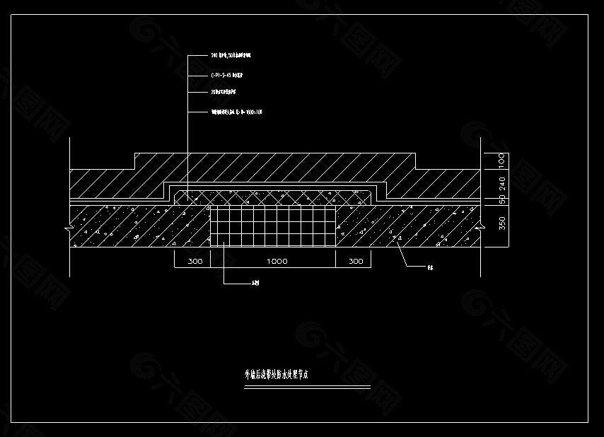外墙后浇带处防水处理节点