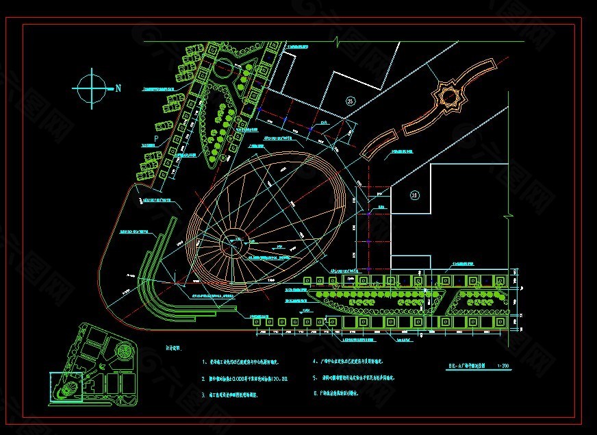某楼盘广场详细cad平面景观设计图