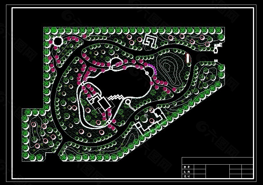 小遊園綠化cad設計圖