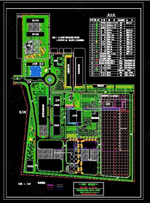 选煤厂厂区cad绿化景观设计图