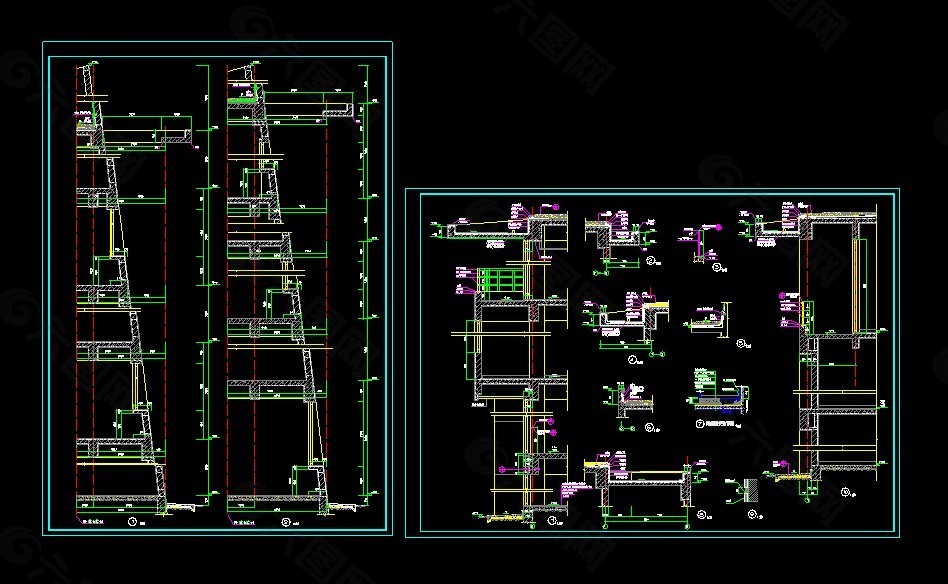 某节点详图及墙身剖面CAD施工图纸