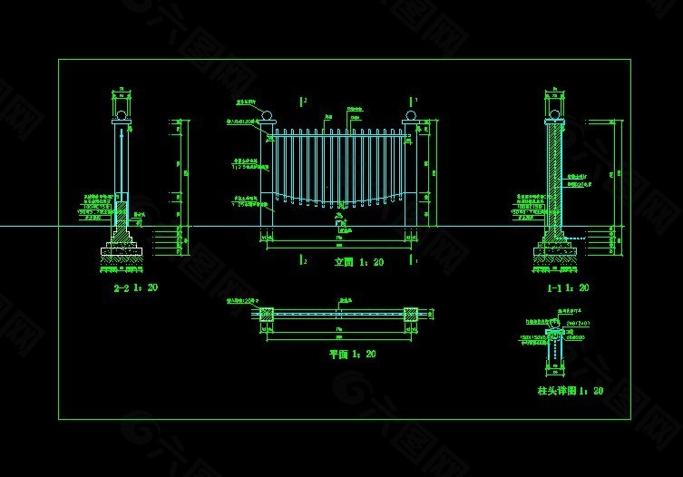 围墙cad设计施工图纸