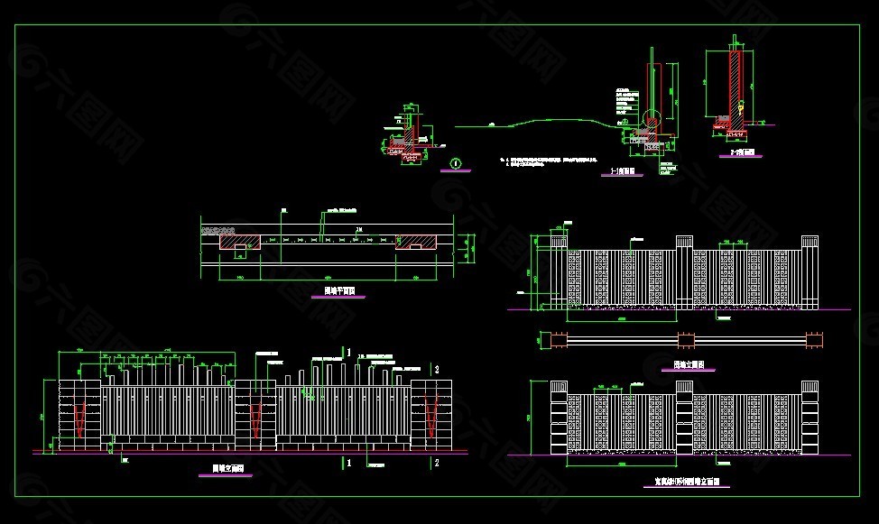 围墙装修cad大样图