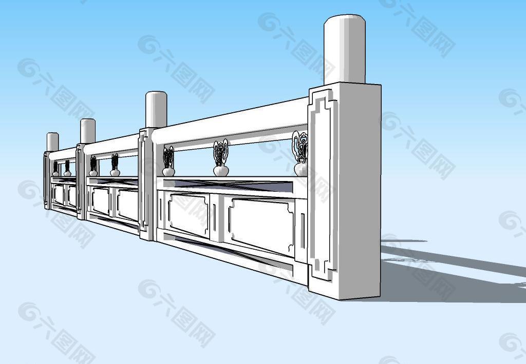 仿古栏杆3D模型