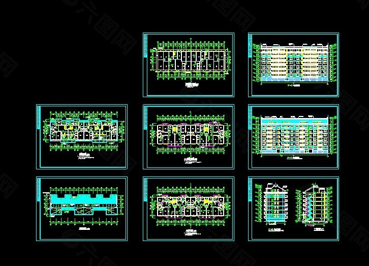 经典多层住宅楼建筑CAD平面、立剖图
