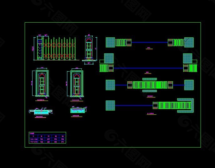 几套伸缩门CAD设计图.