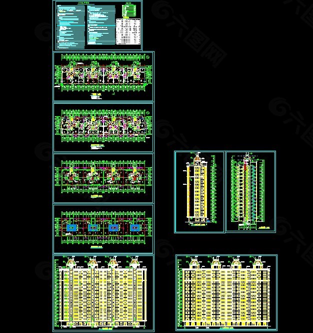 十六层高层商务楼cad施工设计图