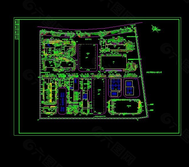 草甘膦原粉工程建设项目cad总平面图