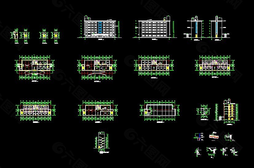 某厂区内多层办公楼建筑cad整套施工