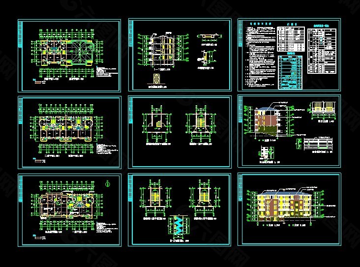 某小型公寓建筑cad施工方案图