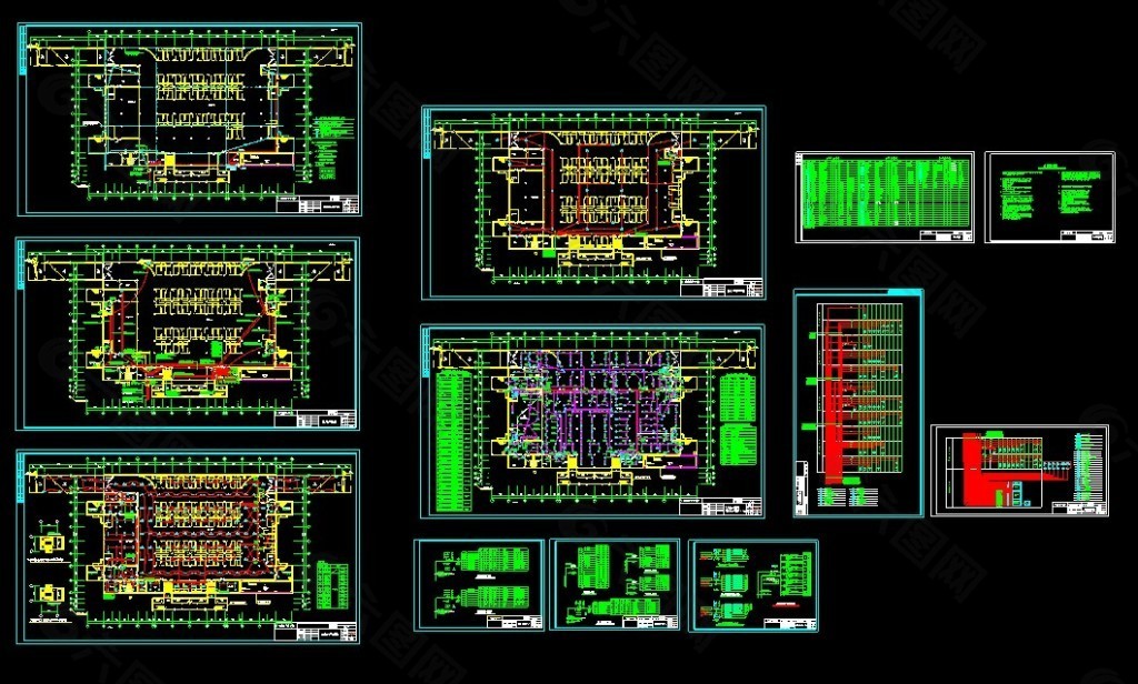 详细地下车库建筑设计平面施工图纸