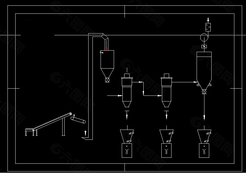 碳酸钙粉气体输送工艺流程图