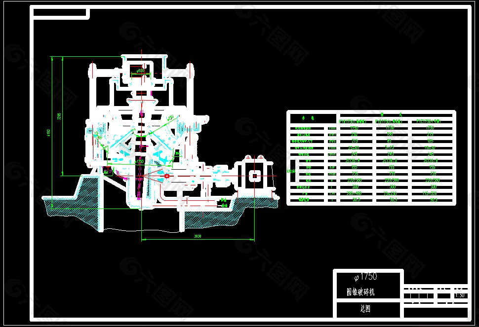 圆锥破碎机安装总图